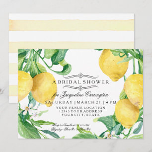 Modern Lemon Floral Flower Blossom Bridal Shower Invitation