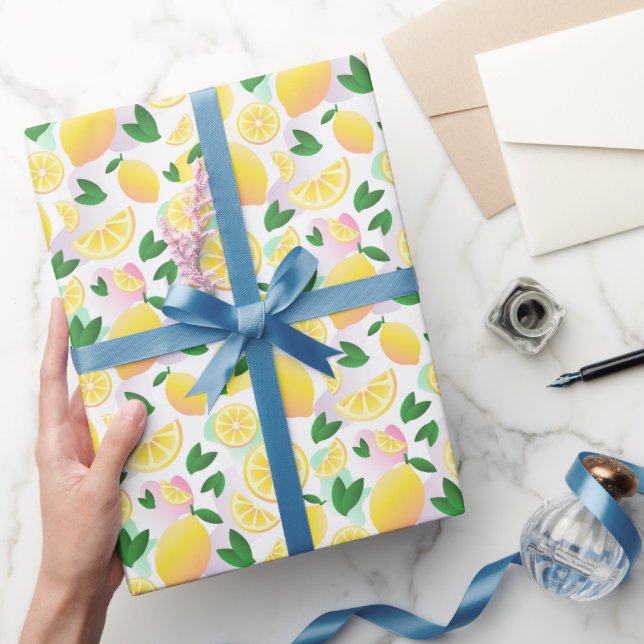 Modern Lemon Fruit Pattern Wrapping Paper Roll (Gifting)