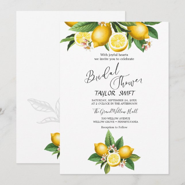 Modern Lemon Garden | Bridal Shower Invitation (Front/Back)
