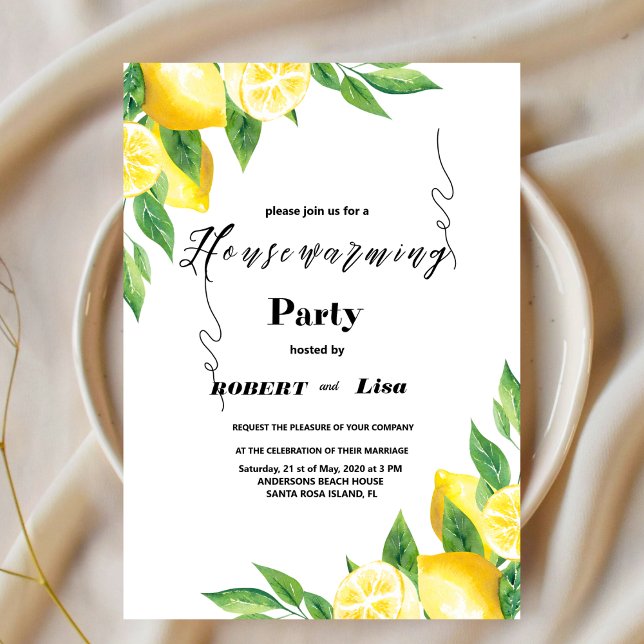 Modern Lemon Garden Housewarming Party Invitation (Creator Uploaded)