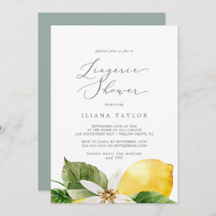 Modern Lemon Garden Lingerie Shower Invitation