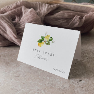 Modern Lemon Garden Menu Option Place Cards