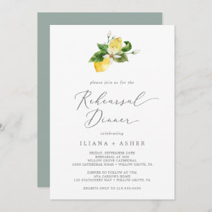 Modern Lemon Garden Rehearsal Dinner Invitation