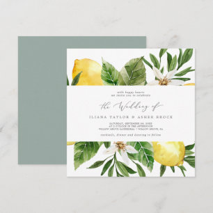 Modern Lemon Garden Square Wedding Invitation