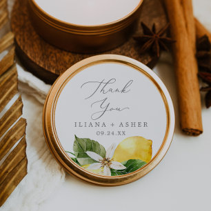 Modern Lemon Garden Thank You Favour Sticker