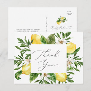 Modern Lemon Garden Thank You Postcard