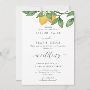 Modern Lemon Garden Wedding Invitation