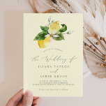 Modern Lemon Garden | Yellow Simple Wedding Invitation<br><div class="desc">This modern lemon garden yellow simple wedding invitation is perfect for a spring or summer wedding. The rustic mediterranean design features bright and beautiful watercolor lemons with bohemian white flowers and elegant green leaves.</div>