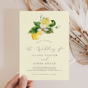 Modern Lemon Garden   Yellow Simple Wedding Invitation