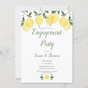 Modern Lemon Greenery Engagement Party Invitation