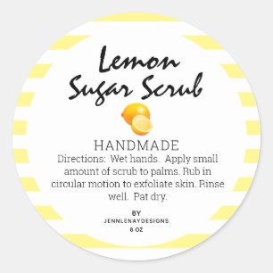 Modern Lemon Homemade Sugar Scrub Labels