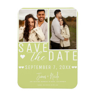 Modern Lemon Lime Save the Date 2 Photo Wedding Magnet