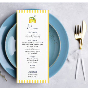 Modern Lemon Main squeeze Bridal shower Menu