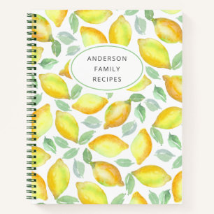 Modern Lemon Pattern Personalised Recipe Notebook