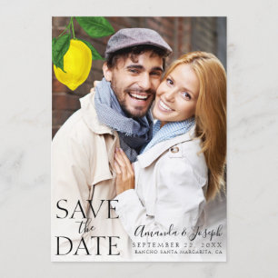 Modern Lemon Photo Save the Date Invitation