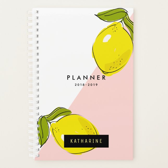 Modern Lemon & Pink Blocks Planner (Front)