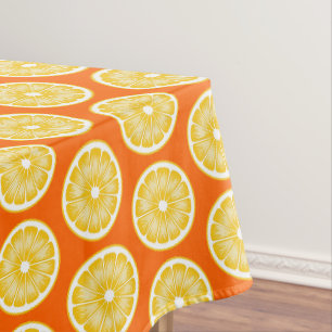 Modern Lemon Slice Orange Juice & Yellow Tablecloth
