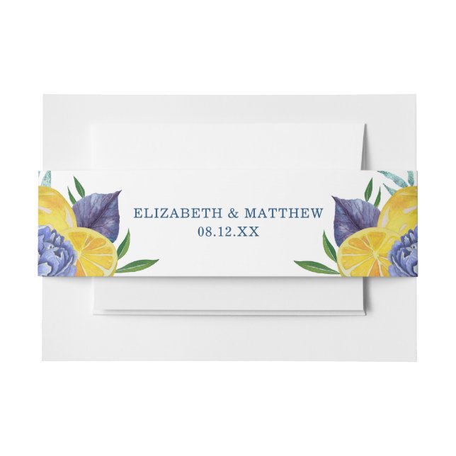 Modern Lemon Summer Wedding Invitation Belly Band (Front Example)