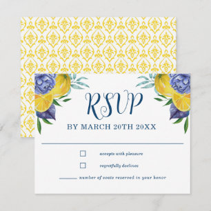 Modern Lemon Summer Wedding RSVP Card