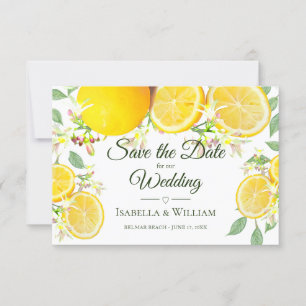 Modern Lemon Summer Wedding Save the Date Announcement
