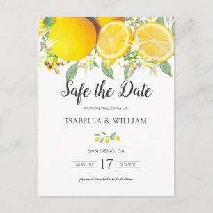Modern Lemon Summer Wedding Save the Date Announcement Postcard