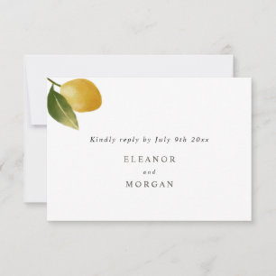 Modern lemon watercolor wedding  RSVP  Invitation