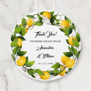 Modern Lemon Wreath Fruit Wedding Favour Tags