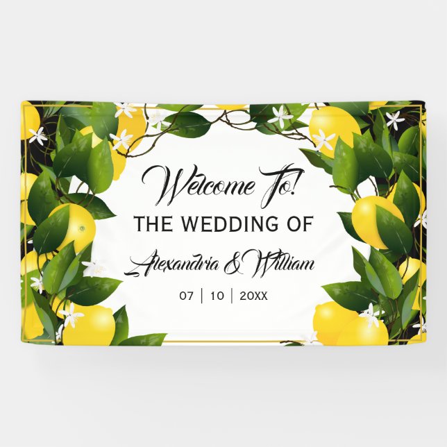 Modern Lemon Wreath Garden | Wedding Banner (Horizontal)