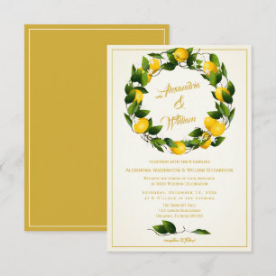 Modern Lemon Wreath Garden Wedding Invitation