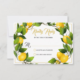 Modern Lemon Wreath Garden Wedding RSVP Card