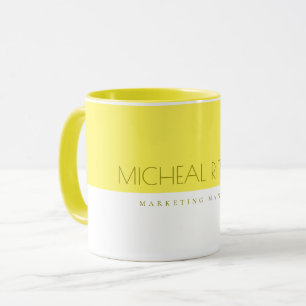 Modern Lemon Yellow Custom monogram Name and Job Mug