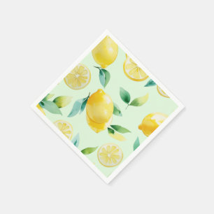 Modern lemon yellow floral script bridal shower napkin