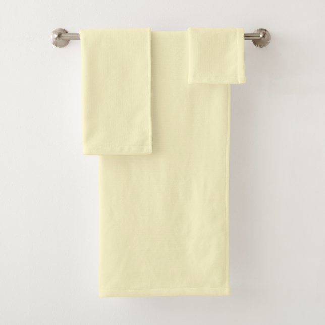 Modern Lemon Yellow Plain Solid Colour Bath Towel Set (Insitu)