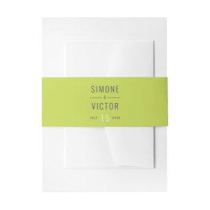 Modern lemongrass green wedding invitation belly band
