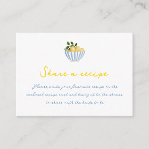 Modern Lemons Bridal Shower Recipe Request Enclosure Card