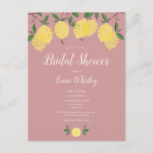 Modern Lemons Dusty Rose Bridal Shower Announcement Postcard