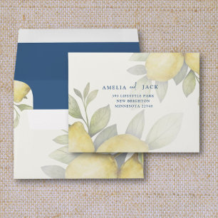 Modern Lemons & Foliage RSVP Wedding  Envelope