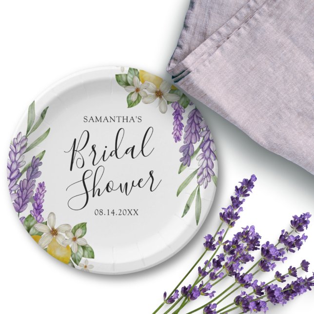 Modern Lemons & Lavender Bridal Shower  Paper Plate (Creator Uploaded)