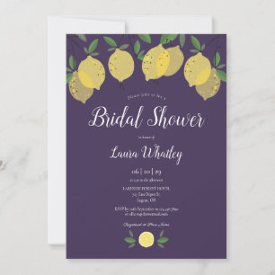 Modern Lemons Purple Bridal Shower Invitation