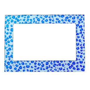 Modern Leopard Animal Print Pattern Blue Purple Magnetic Frame