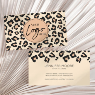 Modern Leopard Cheetah Custom Company Logo Business Card
