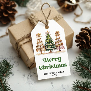 Modern leopard Christmas personalized name gift Tags