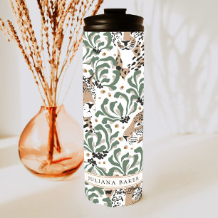 Modern Leopard Foliage Personalised Thermal Tumble Tumbler
