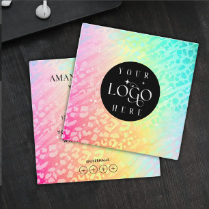 Modern Leopard Glitter Professional Logo Square Business Card