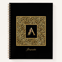 Modern Leopard Gold Personal Monogram Letter A
