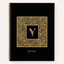 Modern Leopard Gold Personal Monogram Letter Y