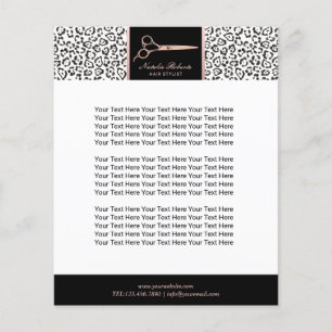 Modern Leopard Hair Stylist Rose Gold Scissor Flyer