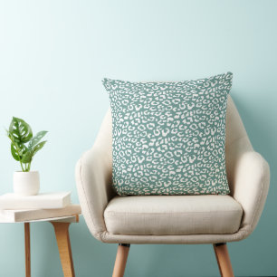 Modern Leopard Juniper Green Animal Print Pattern Cushion