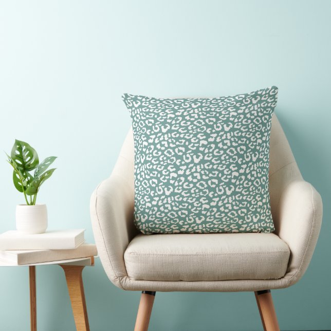 Modern Leopard Juniper Green Animal Print Pattern Cushion (Chair)