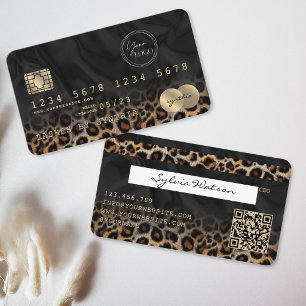 Modern Leopard Logo QR Code Credit Card Style